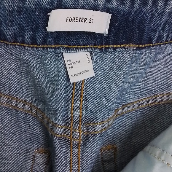 Forever 21 Color Block Mini Jean Skirt Size Large‎ in Light Wash Denim - Picture 12 of 13